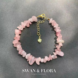 Rose Quartz Bracelet Pink Stone Irregular Jewelry GEM Beads Healing Women