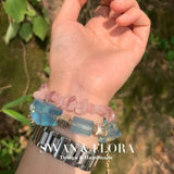 Rose Quartz Bracelet Pink Stone Irregular Jewelry GEM Beads Healing Women