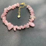 Rose Quartz Bracelet Pink Stone Irregular Jewelry GEM Beads Healing Women