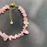 Rose Quartz Bracelet Pink Stone Irregular Jewelry GEM Beads Healing Women