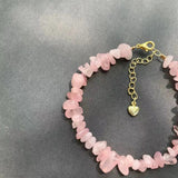 Rose Quartz Bracelet Pink Stone Irregular Jewelry GEM Beads Healing Women