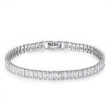 Princess Cut Silver Bangle Bracelet for Women