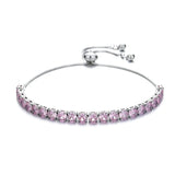 925 Silver Bracelet with Pink Zircon Gemstone - Wedding Party Gift