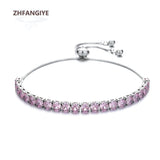 925 Silver Bracelet with Pink Zircon Gemstone - Wedding Party Gift