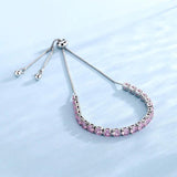 925 Silver Bracelet with Pink Zircon Gemstone - Wedding Party Gift
