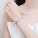 925 Silver Bracelet with Pink Zircon Gemstone - Wedding Party Gift