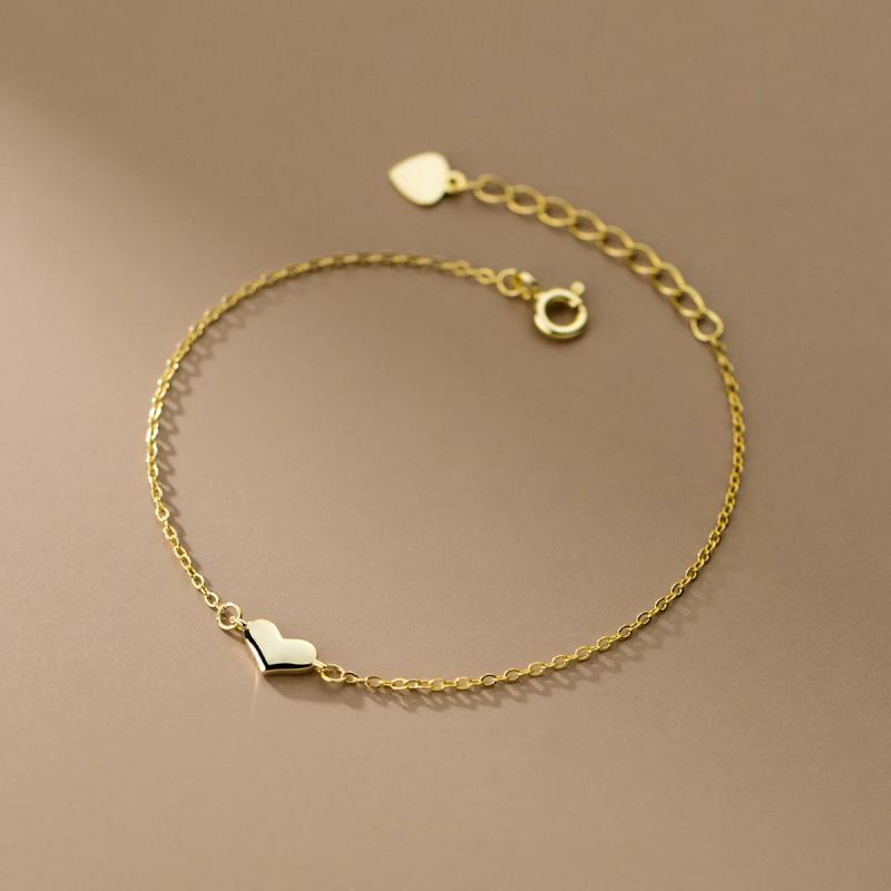 925 Silver Love Heart Chain Bracelet for Women