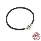 S925 Sterling Silver Red Leather Rope Letter Bracelet for Beads DIY