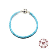 S925 Sterling Silver Red Leather Rope Letter Bracelet for Beads DIY