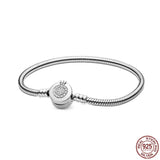 925 Sterling Silver Crown Buckle Bracelet for DIY Women's Jewelry
