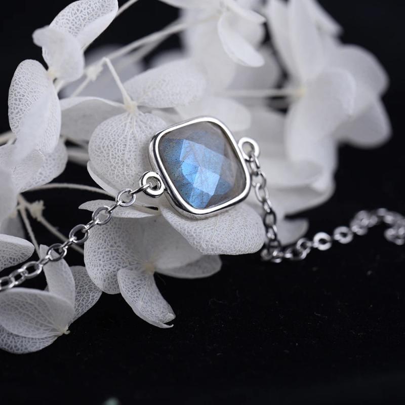 Labradorite Silver Bracelet Dainty Romantic Jewelry for Women