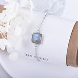 Labradorite Silver Bracelet Dainty Romantic Jewelry for Women