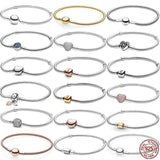 S925 Sterling Silver Round Bead Snakebone Bracelet for DIY Charm Beads