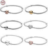 925 Silver Pink Heart Clasp Bracelet for Beads DIY