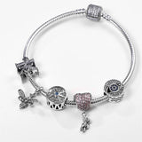 925 Silver Pink Heart Clasp Bracelet for Beads DIY