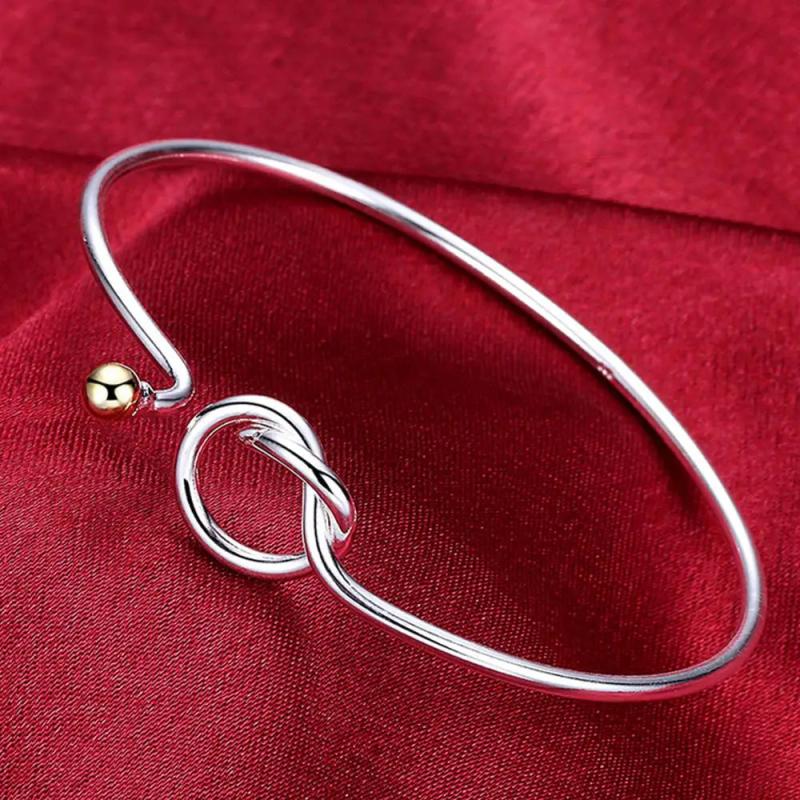 925 Silver Round Bracelet Bangles for Women Wedding