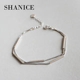 SHANICE Double Layer 925 Sterling Silver Women Bracelet Chain Link Charm Jewelry