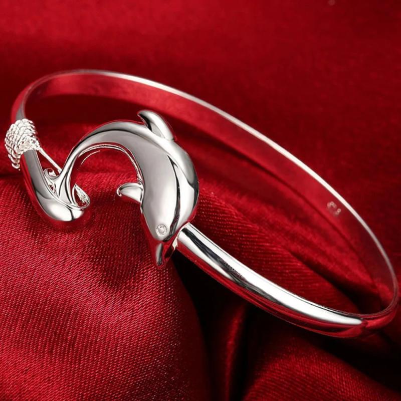 925 Silver Dolphin Bracelet for Women Wedding Jewelry