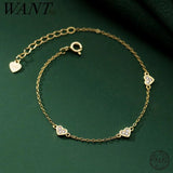 925 Silver Heart Zircon Charm Bracelet, Party Jewelry Gift