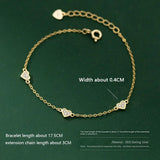 925 Silver Heart Zircon Charm Bracelet, Party Jewelry Gift