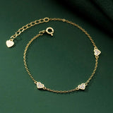 925 Silver Heart Zircon Charm Bracelet, Party Jewelry Gift