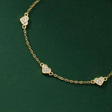 925 Silver Heart Zircon Charm Bracelet, Party Jewelry Gift
