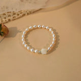 Pearl Shell Flower Bracelet 925 Silver Jewelry
