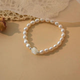 Pearl Shell Flower Bracelet 925 Silver Jewelry