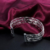 925 Silver Open Cuff Bracelets European Jewelry Gift