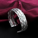 925 Silver Open Cuff Bracelets European Jewelry Gift
