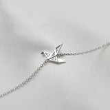 Origami Crane Charm Bracelet 925 Silver Adjustable for Women Lady Daughter