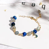 Natural Stone Tiger's Eye Gray Moonstone Beads Bracelet