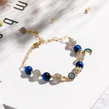 Natural Stone Tiger's Eye Gray Moonstone Beads Bracelet