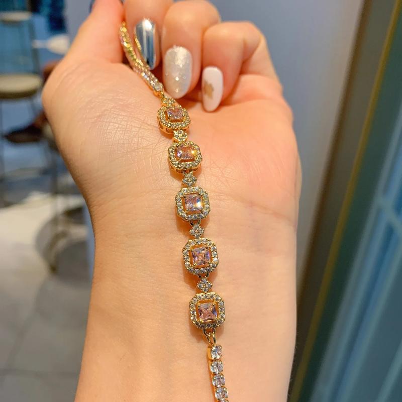 Dazzling CZ Bracelet 925 Silver Charms Tennis Bangle Gift