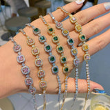 Dazzling CZ Bracelet 925 Silver Charms Tennis Bangle Gift