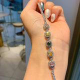Dazzling CZ Bracelet 925 Silver Charms Tennis Bangle Gift