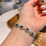 Dazzling CZ Bracelet 925 Silver Charms Tennis Bangle Gift