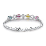 925 Silver Bracelet Colorful Gemstone Charm Jewelry Gift
