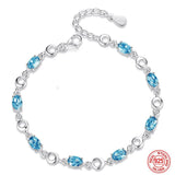 925 Silver Sapphire Charm Bracelet for Women
