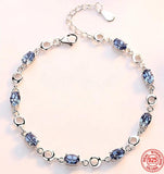 925 Silver Sapphire Charm Bracelet for Women