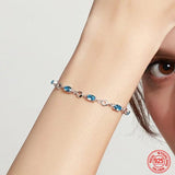 925 Silver Sapphire Charm Bracelet for Women
