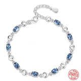 925 Silver Sapphire Charm Bracelet for Women
