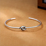 925 Silver Love Knot Bracelet Slender Round Opening for Women Anniversary Gift
