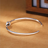 925 Silver Love Knot Bracelet Slender Round Opening for Women Anniversary Gift