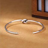 925 Silver Love Knot Bracelet Slender Round Opening for Women Anniversary Gift