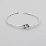 925 Silver Love Knot Bracelet Slender Round Opening for Women Anniversary Gift