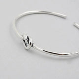 925 Silver Love Knot Bracelet Slender Round Opening for Women Anniversary Gift