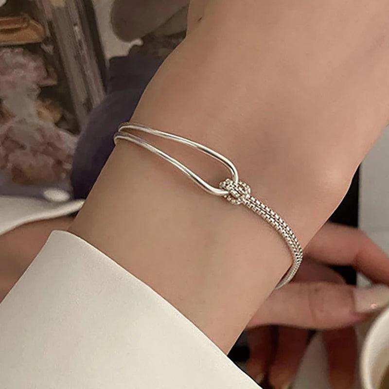 925 Silver Bracelet Braided Winding Party Jewelry for Women