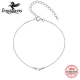 TrustDavis 925 Silver Ellipse CZ Chain Bracelet Women Fine Jewelry Gift