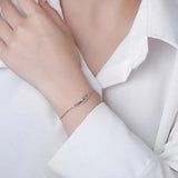 TrustDavis 925 Silver Ellipse CZ Chain Bracelet Women Fine Jewelry Gift